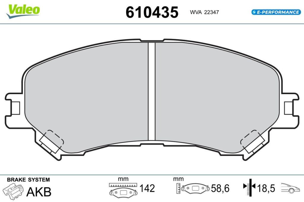 Jogo de 4 pastilhas de travão VALEO ref. 610435